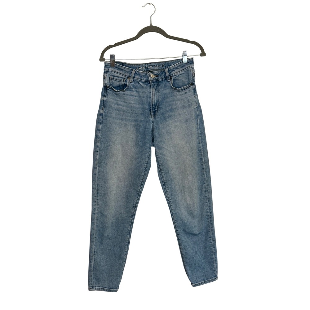 American Eagle Mom Jeans Women 4 Regular Medium Wash High Rise Tapered Denim